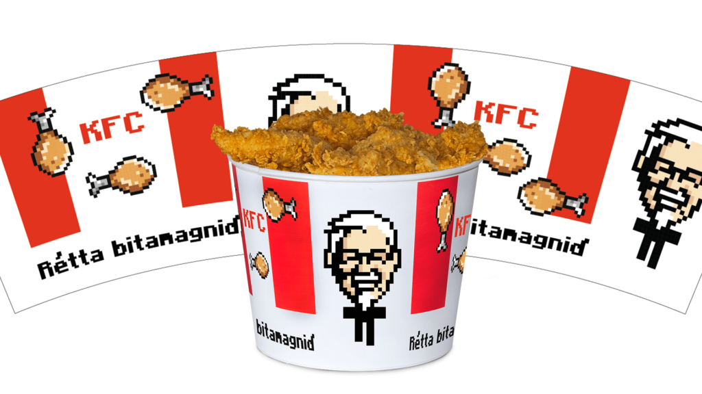 Fata með kjúklingabitum.