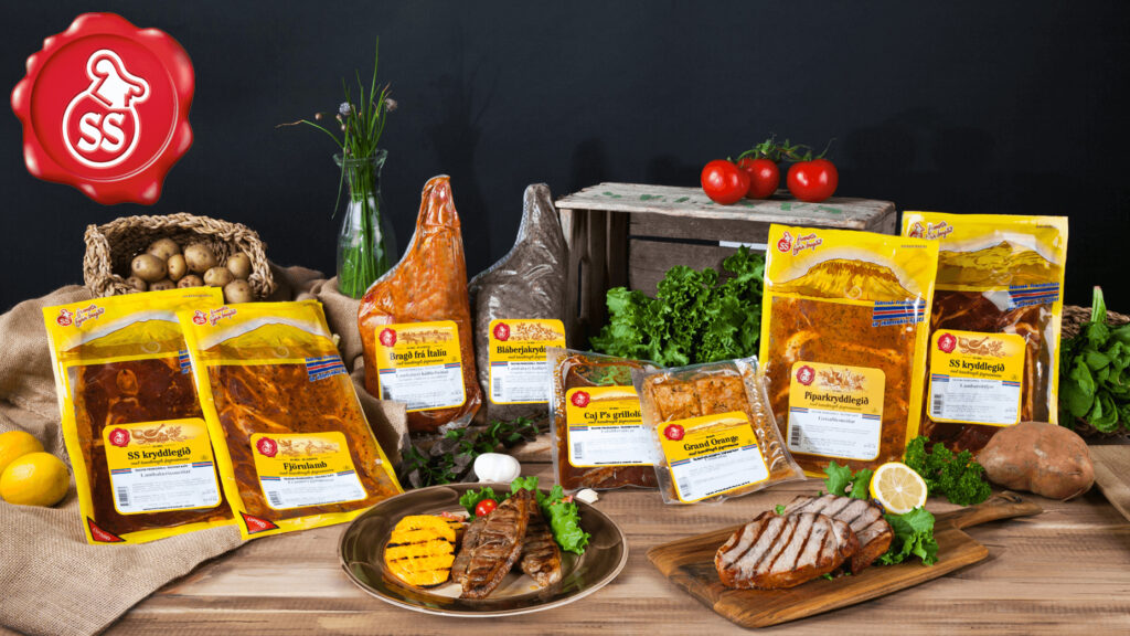 Grillköt í mismunandi umbúðum.